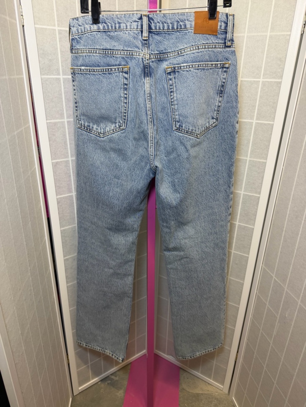 Anine Bing Light Blue Ripped woman’s Straight Jeans - Picture 3 of 7